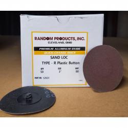 Random 12931 3in 80 Grit Sand Loc Type R Plastic Button 50/Box
