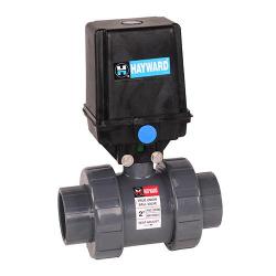 Hayward Actuated 1-1/2in CPVC True Union Ball Valve w/EPDM seals  socket/threaded ends  115 VAC EAU Actuator w/one terminal strip & aux. limit switch included