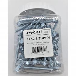 Evco #14 x 2-1/2in Hex Washer Head Drill Point Screw 14x2-1/2DP100 100/Box