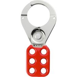 ABUS 1-1/2in Zinc Plated Red Lockout Tagout Hasp without Tabs, Supports 6 Locks - H702