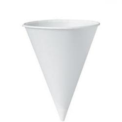 Konie Rolled Rim Poly Bagged Paper Cone Cups 6oz White 200/Bag 25/Bags/Carton KCI60KBR
