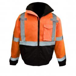 Radians 2XL Class 3 Hi-Viz Orange Bomber Jacket with Quilted Liner and Color Blocked Black Bottom SJ11QB-3ZOS-2XL - Double Extra Large