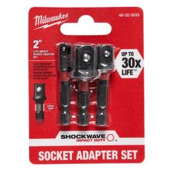 Milwaukee Shockwave Hex Shank Socket Adapter Set 1/4in,3/8in,1/2in 48-32-5033