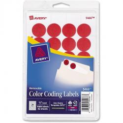 Avery Red Removable Color-Coding Labels 3/4in Diameter 1008 Labels/pack 5466