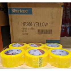 Shurtape HP 200 2in 48mm x 100m Production Grade Hot Melt Packing Tape Yellow 36/Box 198734 N/A