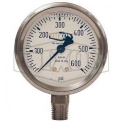 Dixon Liquid Filled Stainless Case Gauge 2-1/2in Face, 1/4in Lower Mount 0-300psi GLS425