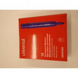 Universal 07053 Blue Permanent Marker Chisel Tip