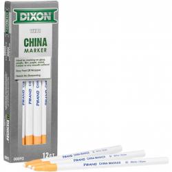 Dixon Ticonderoga 00092 White Standard China Marker - 12/Pack - DNR