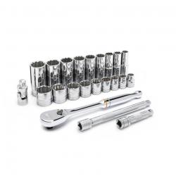 Gearwrench 22 Piece Standard and Deep Socket Set SAE 12-Point 3/8in Drive 80691