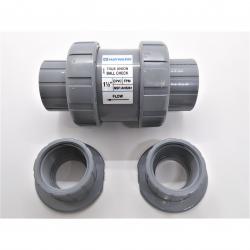 Hayward 1-1/2in CPVC True Union Ball Check Valves with Socket/Threaded End Connections and FPM O-Rings TC20150ST