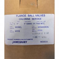 JB 1in 530SC-31-7100MTC Chlorine Monel Flanged Valve Monel/Monel