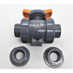 Hayward 1-1/4in PVC TBH Series True Union Ball Valve with Socket/Threaded End Connections and FPM Seals TBH1125ASTV0000