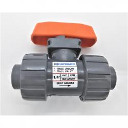 Hayward 1/4in PVC TBH Series True Union Ball Valve with Threaded End Connections and FPM Seals TBH1025A0TV0000