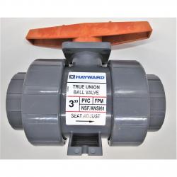 Hayward 3in PVC True Union Ball Valve with Viton O-Rings and Socket End Connections TB1300S
