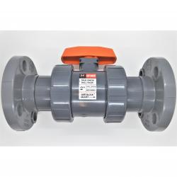 Hayward 2in PVC True Union Ball Valve with Flanged End Connections and FPM O-Rings TB1200F