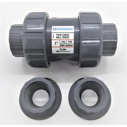 Hayward 1in PVC True Union Ball Check Valve with Socket/Threaded End Connections and FPM O-Rings TC10100ST