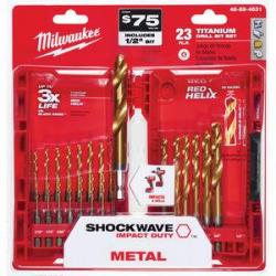 Milwaukee 23 Piece Shockwave Red Helix Titanium Drill Bit Set 48-89-4631