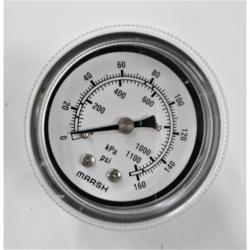 Marsh 0 - 160psi 2in Dry Gauge with 1/8in Center Back Mount Steel Case and Brass Internals J1852