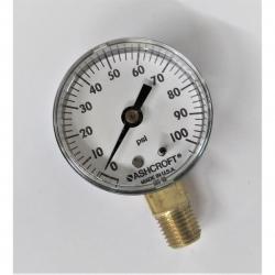 Weksler 0 - 100psi 2in Dry Gauge with 1/4in Lower Mount Steel Case and Brass Internals UA20C4L - DNR