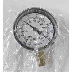 Marsh 30in Hg - 30psi 2-1/2in Dry Vacuum Gauge with 1/4in Lower Mount Steel Case and Brass Internals J4612 - DNR