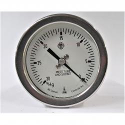 McDaniel 30in Hg - 0in Hg 2-1/2in Dry Vacuum Gauge with 1/4in Lower Back Mount Stainless Steel Case and Stainless Steel Internals - DNR