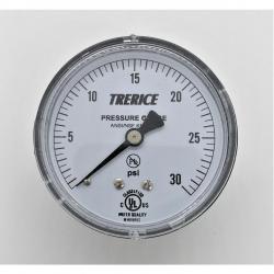 Trerice 0 - 30psi 2-1/2in Dry Gauge with 1/4in Center Back Mount Steel Case and Brass Internals 800B2502BA30 (Replaces 800B2502BA090 and Marsh J5442)