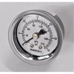 Marsh 0 - 30psi 1-1/2in Dry Gauge with 1/8in Center Back Mount Steel Case and Brass Internals J0642 (to be Replaced by Trerice 800B1501BA30)