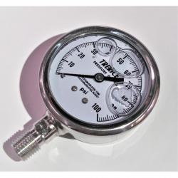 Trerice 0 - 100psi 2-1/2in Liquid Filled Gauge with 1/4in Lower Mount Stainless Steel Case and Stainless Steel Internals D83LFSS2502LA100 (Replaces D83LFSS2502LA110)