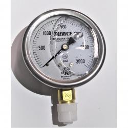 Trerice 0 - 3000psi 2-1/2in Liquid Filled Gauge with 1/4in Lower Mount Stainless Steel Case with Brass Internals D82LFB2502LA3000 (Replaces D82LFB2502LA210)