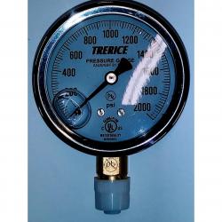 Trerice 0 - 2000psi 2-1/2in Liquid Filled Gauge with 1/4in Lower Mount Stainless Steel Case and Brass Internals D82LFB2502LA2000 (Replaces D82LFB2502LA200 and Marsh J7676P)