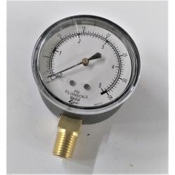 Marsh 0 -15psi 2-1/2in Dry Gauge with 1/4in Lower Mount Steel Case and Brass Internals J4640