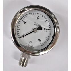 Noshok 0 - 160psi 2-1/2in Dry Gauge with 1/4in Lower Mount Stainless Steel Case and 316 Stainless Steel Internals 25-400-0160psi/kPa-1/4