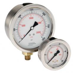 Noshok 0 - 60psi 2-1/2in Liquid Filled Gauge with 1/4in Lower Mount Stainless Steel Case and Brass Internals 25-901-60-psi/kPa-1/4