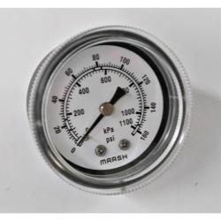 Marsh 0 - 160psi 2in Dry Gauge with 1/4in Center Back Mount Steel Case and Brass Internals J2052 - DNR