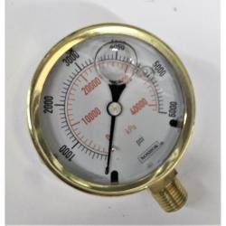 Noshok 0 - 6000psi 2-1/2in  Liquid Filled Gauge with 1/4in Lower Mount Brass Case and Brass Internals 25-300-6000psi/kPa-1/4