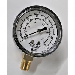 Marsh 0 - 20oz/25in H2O 2-1/2in Dry Low Pressure Gauge with 1/4in Lower Mount Steel Case and Brass Internals G22709