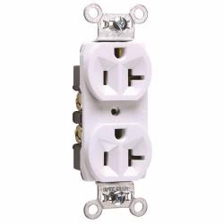 Pass and SeymourCRB5362W 20a Construction Spec Grade Duplex Receptacle Back and Side Wire 125v White CRB5362-W