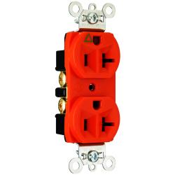 Pass and Seymour 20a Isolated Ground Heavy Duty Spec Grade Duplex Receptacle Back and Side Wire 125v Orange  IG5362