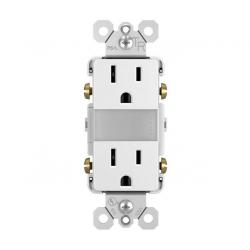 Pass and Seymour 15a Tamper Resistant Duplex Receptacle with LED Night Light White NTL885TRW
