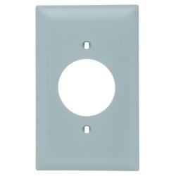 Pass and Seymour TP720GRY 1-Gang Power Outlet Receptacle 1.5938in Hole for 1.5625in Diameter Device Cover Plate Gray TP720-GRY