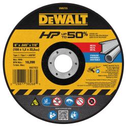 Dewalt Type 1 Thin Metal Cutting Wheel HP 6in x 0.40 x 7/8in 10,100rpm 25/Box 115-DW5725
