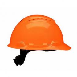 3M Hard Hat Hi-Vis Orange Vented 4 Point Diffusion Ratchet Suspension with UVicator 20ea/Box 142-H-707SFV-UV