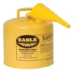 Eagle 5 Gallon Metal Safety Can Yellow with F-15 Funnel Type 1 258-UI50FSY