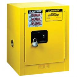 Justrite 4 Gallon Yellow Countertop & Compact Cabinets, Manual Closing Cabinet 400-890400 