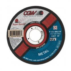CGW Abrasives Cutoff Wheels 4-1/2in x 0.45in Thick x 7/8in Arbor 60 Grit Type 27 25ea/Box