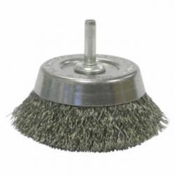 Weiler Stem-Mounted Crimped Wire Cup Brush  2 3/4 in Dia.  .0118 in Steel
