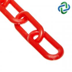 Mr Chain 2in (#8, 51mm) Red Plastic Barrier Chain 160ft/Pail - Sold by the Ft 