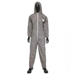 PIP Posiwear M3 SMMMS Large Disposable Coverall with Hood and Front Zipper Closure, Elastic Wrist/Ankles - NFPA-99 Compliant - Gray - C3906/L - 25/Case