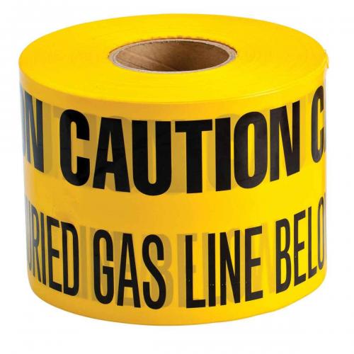 Brady 91294 6in x 1,000ft Caution Gas Line Below Under Ground Warning Tape Yellow/Black