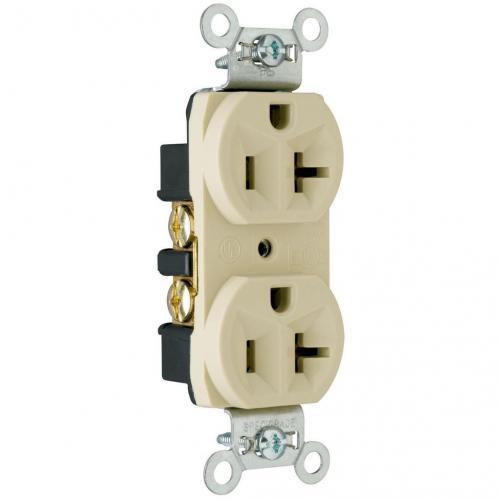 Pass and Seymour CRB5362I 20a Construction Spec Grade Duplex Receptacle Back and Side-Wire 125v CRB5362-I